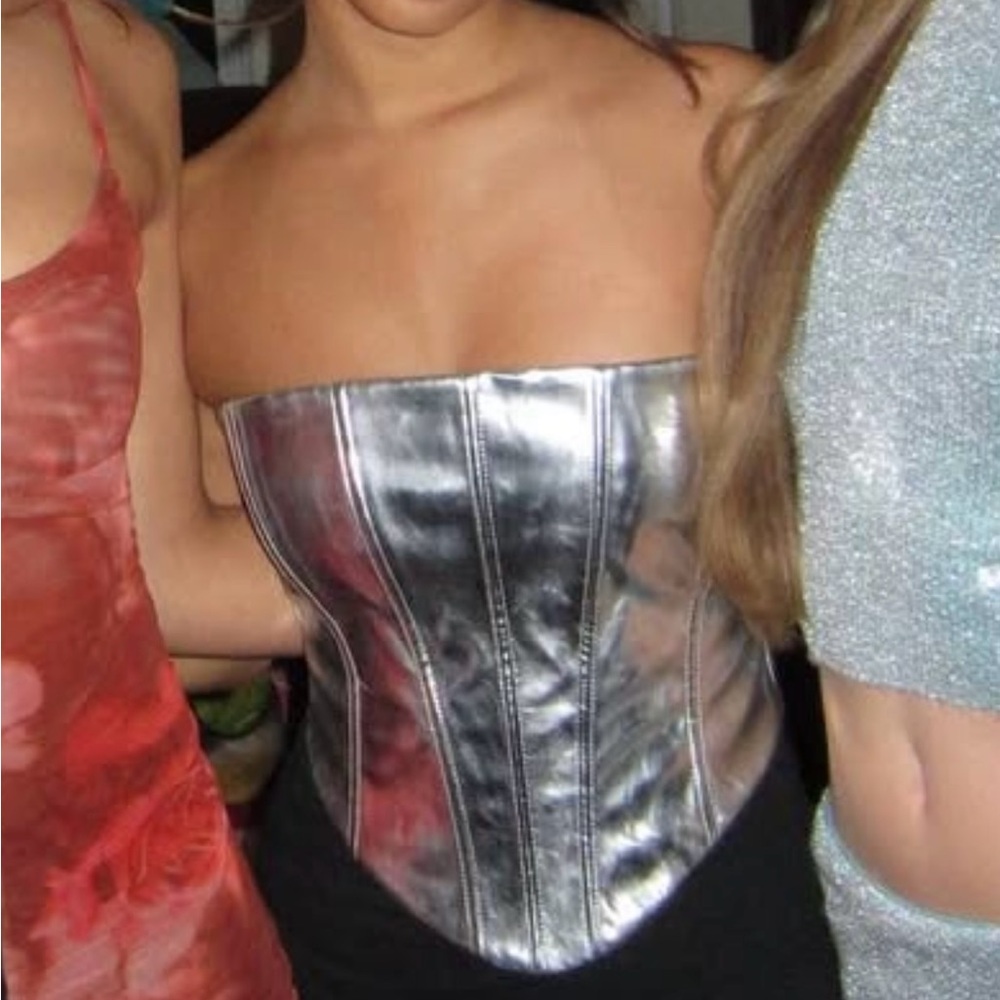 Silver Strapless Corset Top